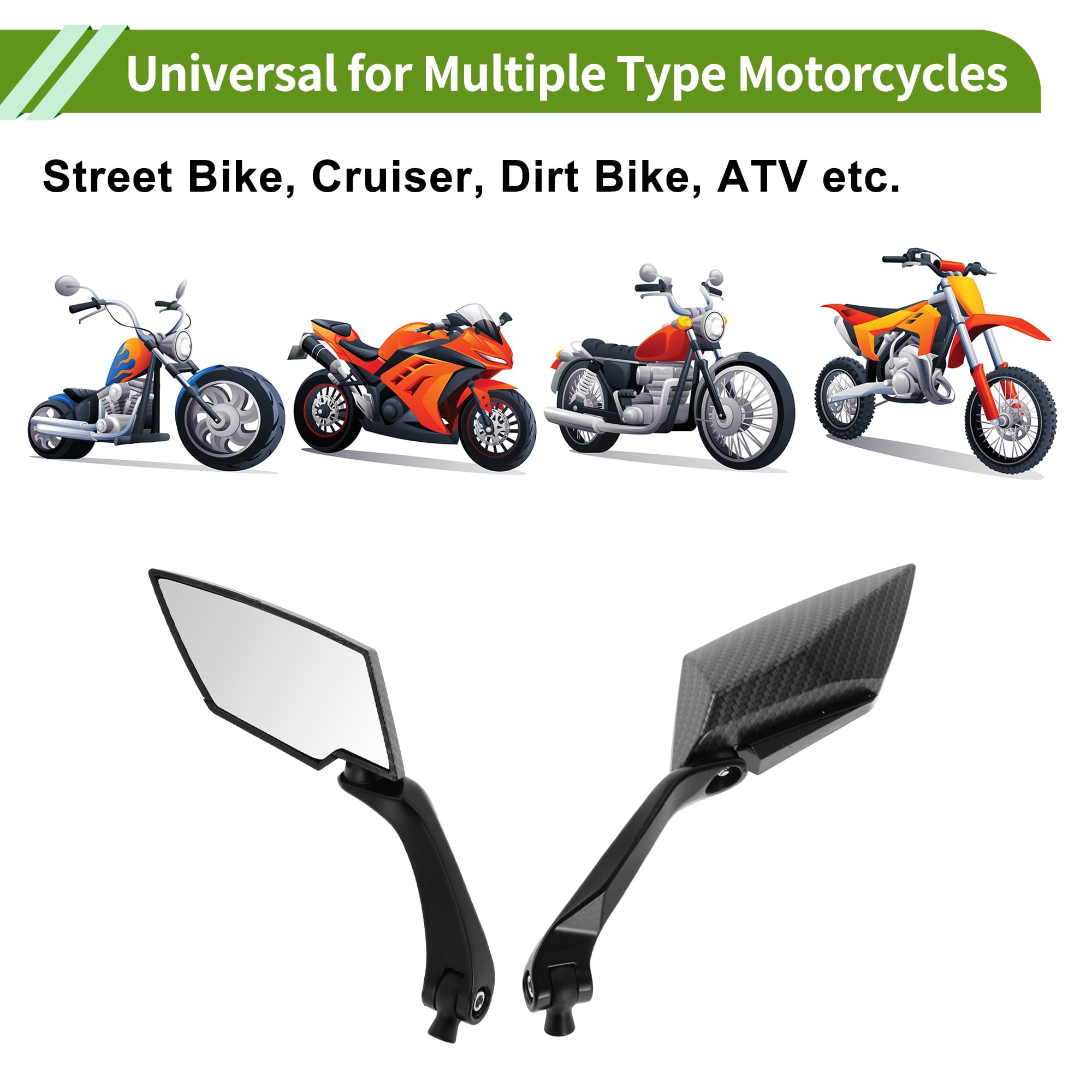 Rétroviseurs universels moto, fixation embout guidon M8/M10