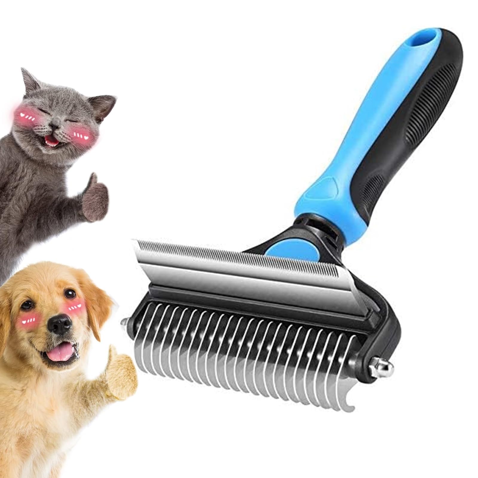 Beauenty Pet Grooming Brush,Pet Comb Professional 2-in-1 Dog Comb Cat Comb,Extra Wide Dog Grooming Brush,Pet Safe Grooming Tool,Medium And Long Haired Cats Dogs Brush For Shedding