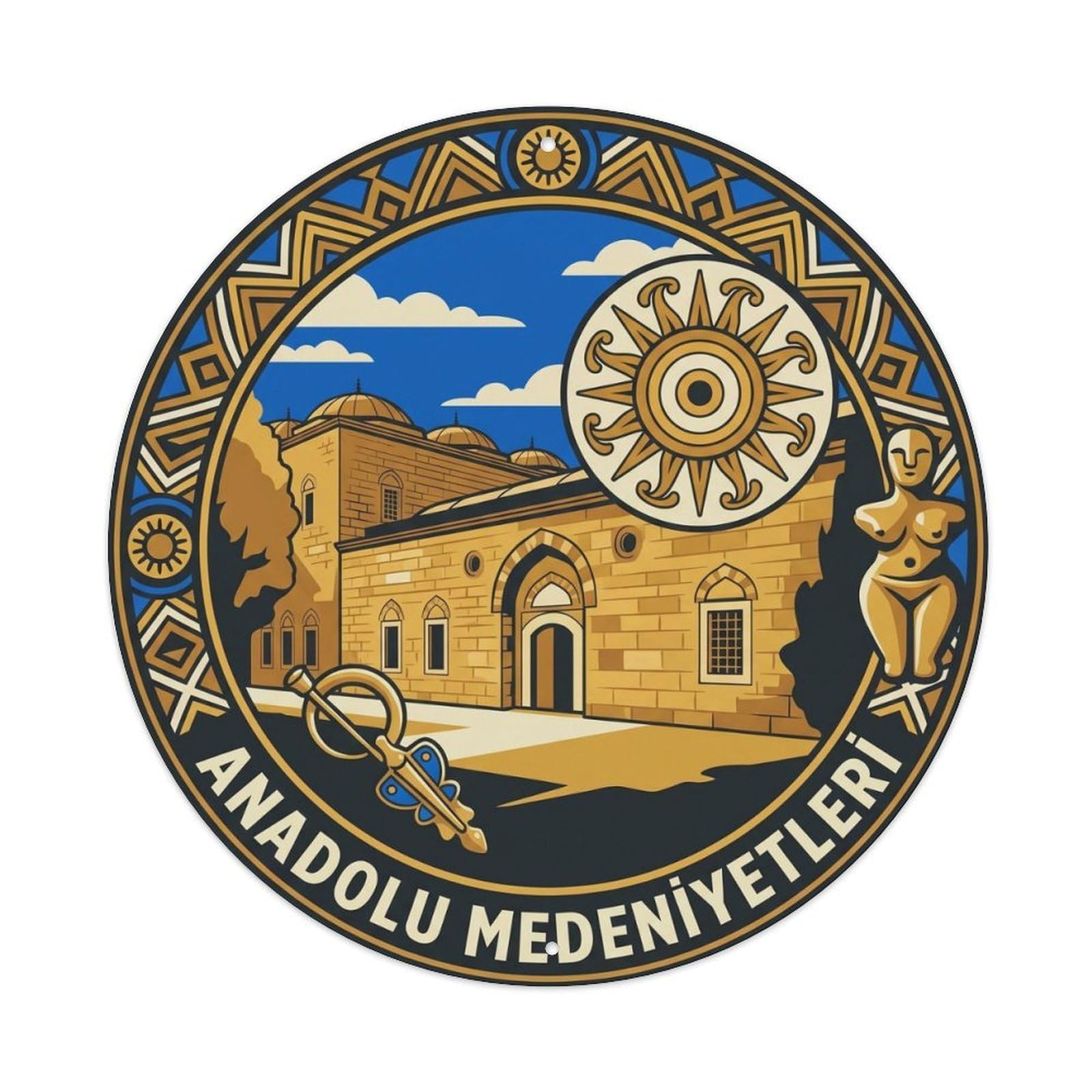 Turkey Travel Culture Anatolian Hittite Sun Disc Metal Tin Sign