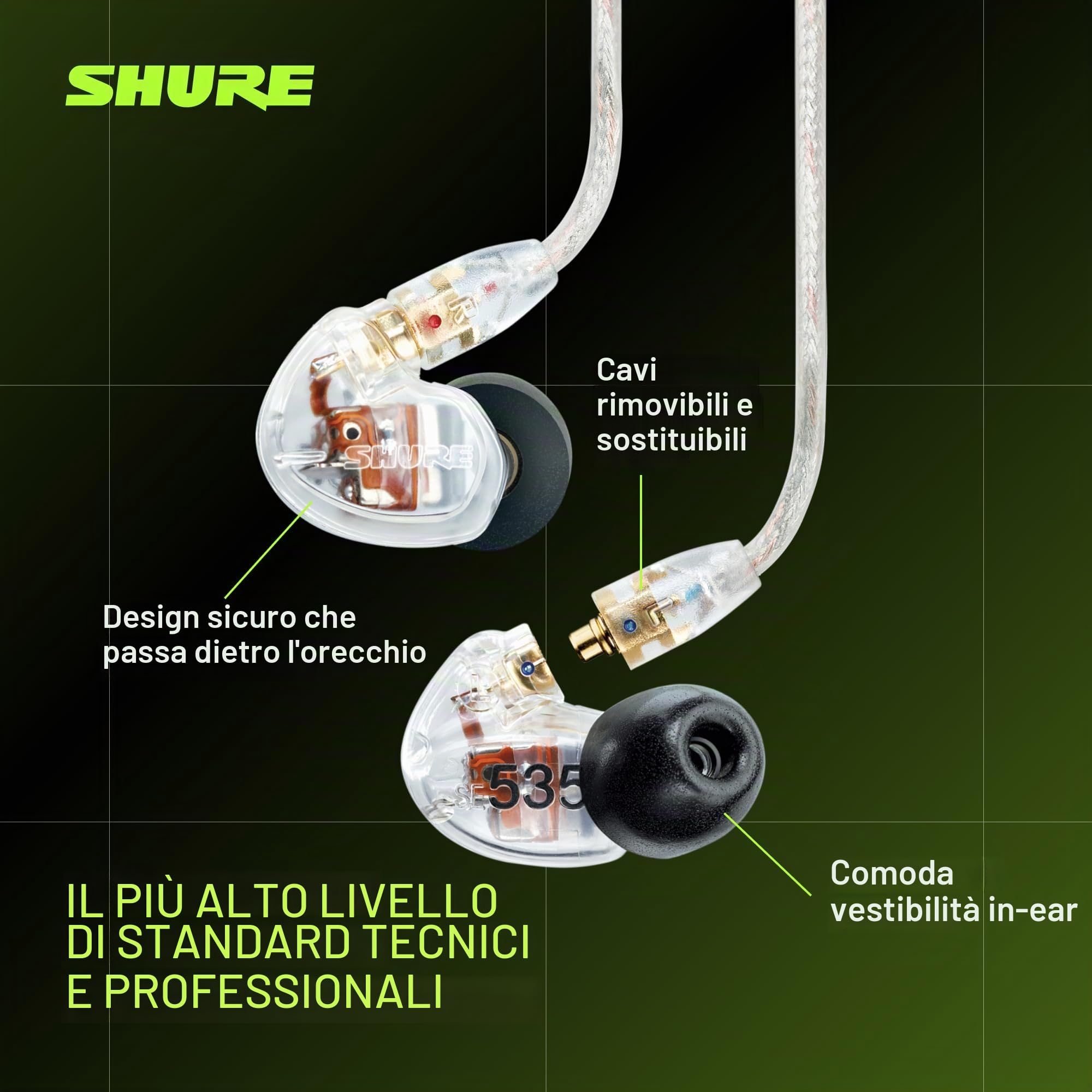 Shure SE535 Intraurale Auricolare Trasparente
