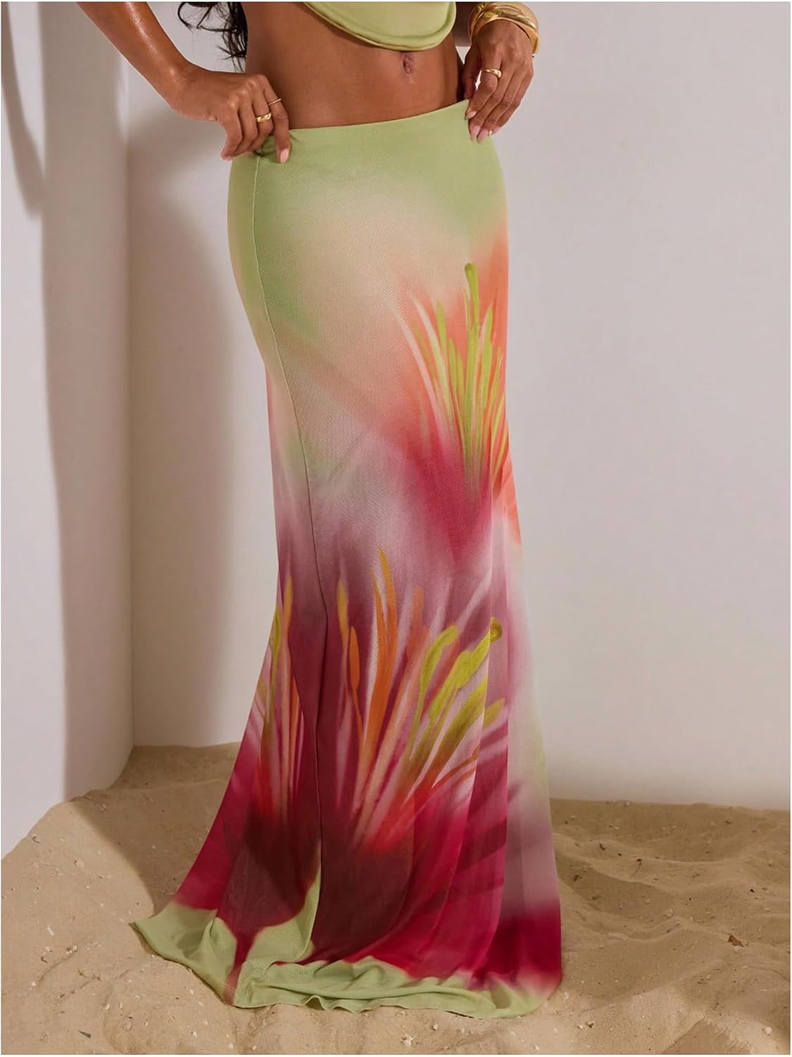 MakeMeChic Women's Summer Beach Maxi Skirt Y2k Floral Boho Flowy Long Skirt - Image 2