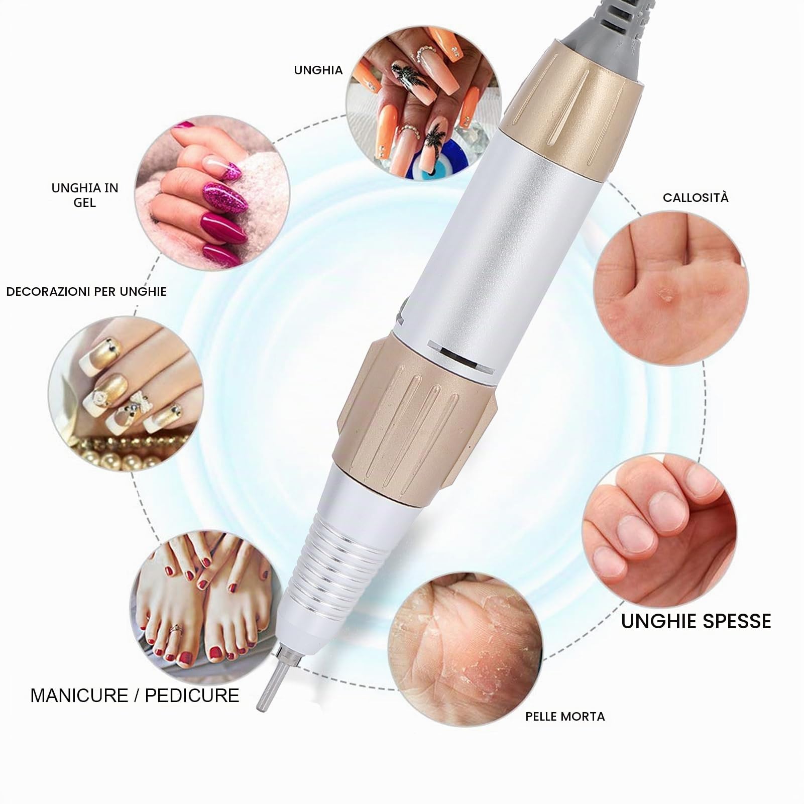 manipolo fresa per unghie professionale 35000 RPM Penna per Trapano Elettrico per Unghie, Manipolo per Impugnatura di Ricambio per Trapano per Unghie, Strumento per Lucidare la Macchina per Pedic