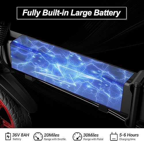 Miniatura 7 de SEHOMY Bicicleta eléctrica plegable para adultos, bicicleta eléctrica de 14 pulgadas para adultos, 18 MPH, impermeable de 350 W, bicicleta eléctrica