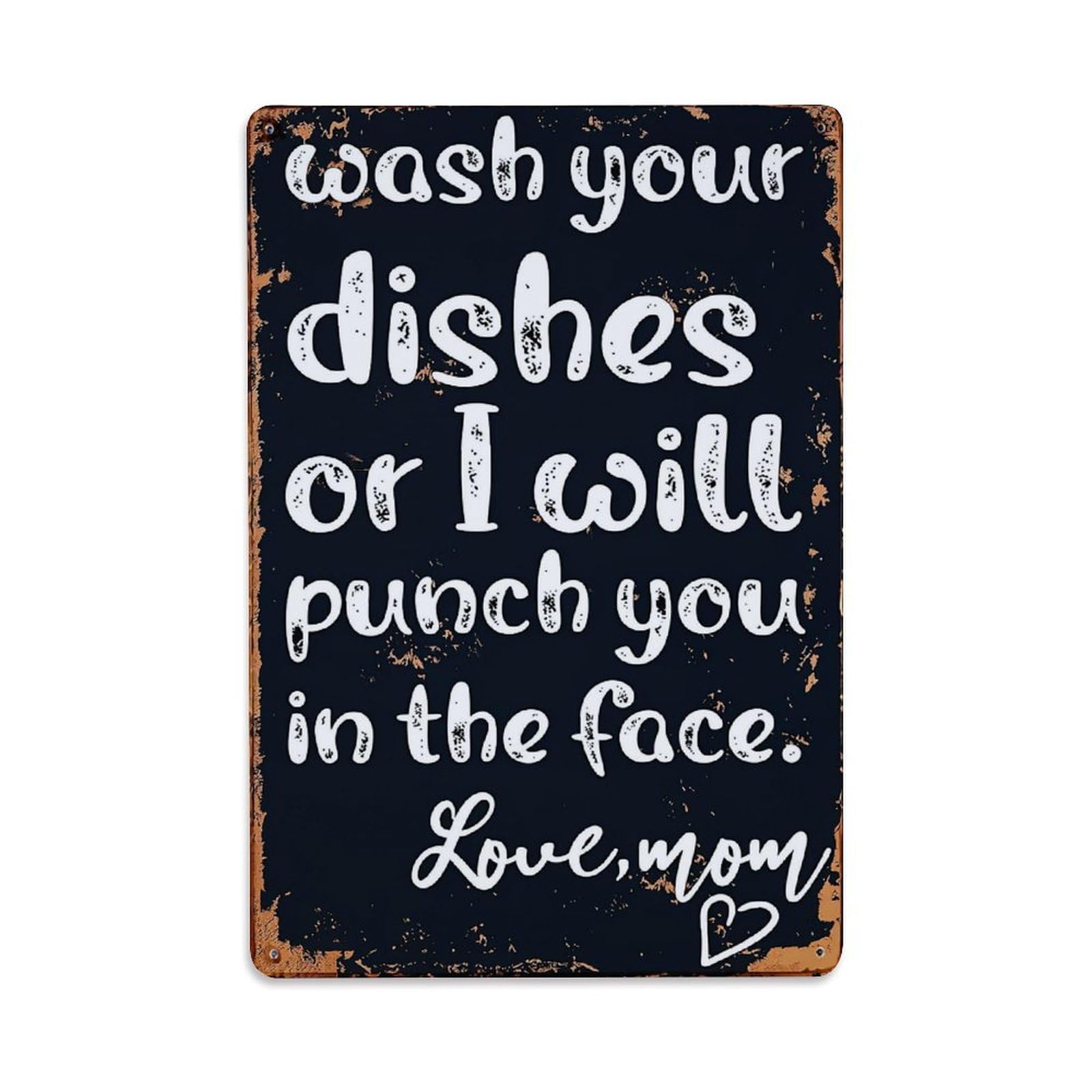 Jdfenggu Vintage Wash Your Dishes Or Else Retro Metal Tin Sign, Metal Poster For Bar, Home, Man Cave, Kitchen, Laundry Room Art Decor 8X12 Inch