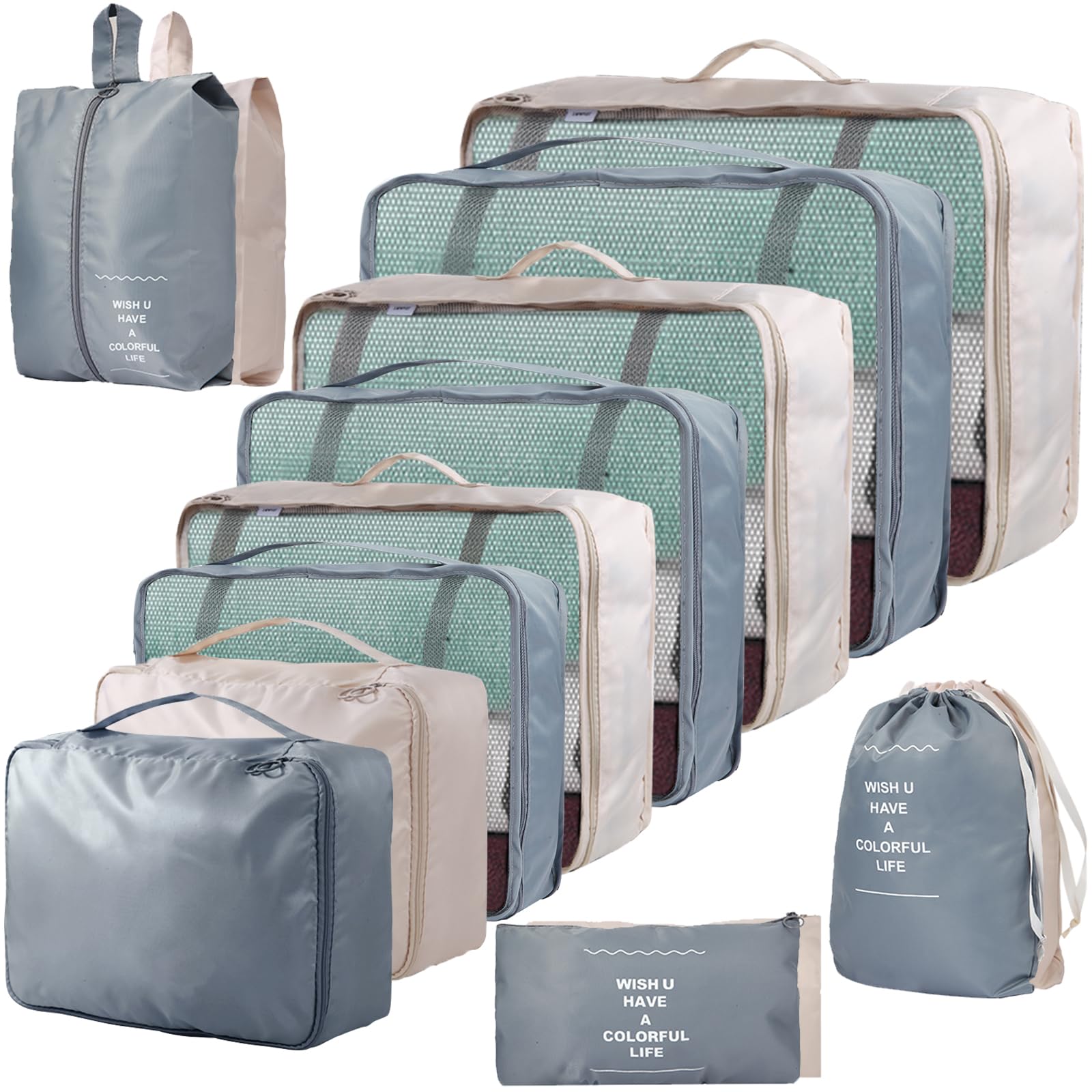 14-teilige Zweifarbige Koffer Organizer, Kofferorganizer Reisezubehör – Packwürfel, Packing Cubes & Packtaschen, Ordnungssystem für Koffer bei Urlaub & Reisen