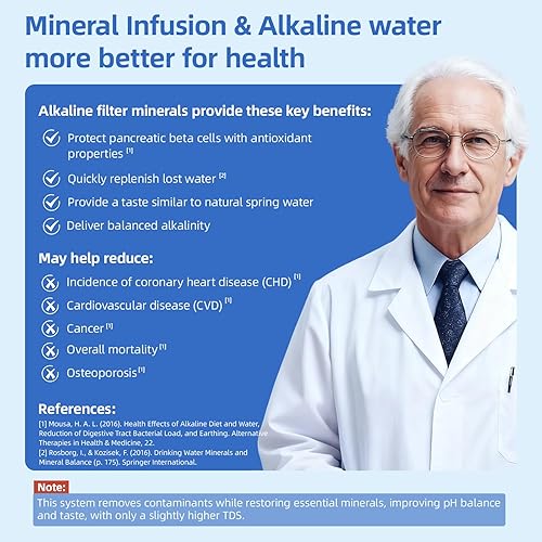 Miniatura 4 de Encimera de filtro de agua de ósmosis inversa, sistema de filtración de agua Ro de 6 etapas con jarra de vidrio de remineralización, 41 puro para