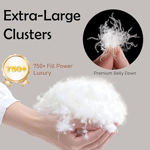 Miniatura 3 de Edredón de plumón de ganso tamaño Queen para invierno de 32 a 55 F, relleno de edredón de plumón de ganso blanco 95 %, potencia de relleno extra