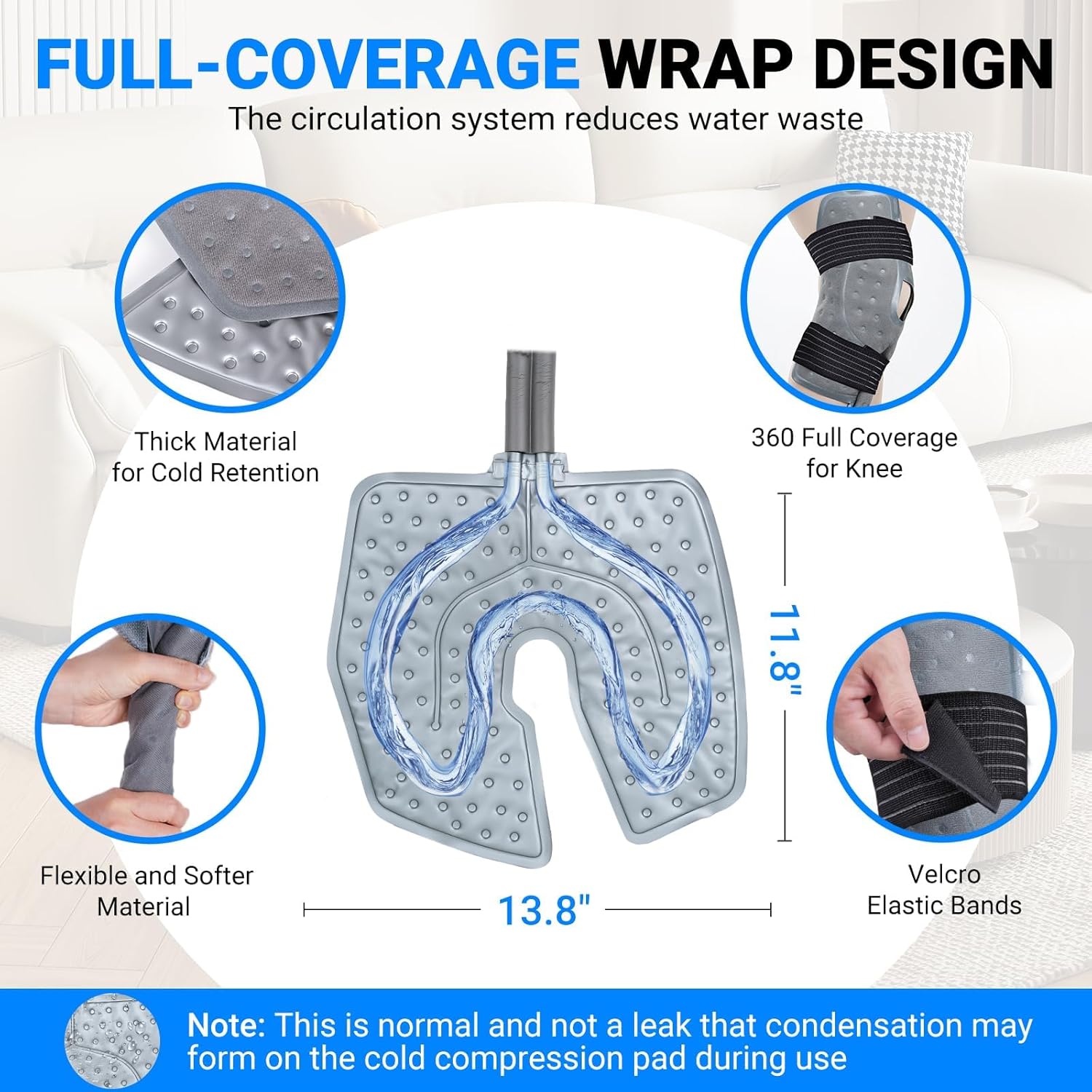 Cold Therapy Machine, Portable Ice Machine for Knee After Surgery, Programmable Knee Replacement Recovery System, Cryotherapy for Post Surgery Recovery Sport Injuries, Reduces Swelling, Circular Gray