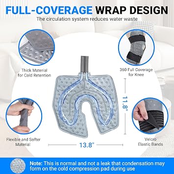 Cryo Cuff Knee, Cold Therapy Machine with 5 Speed Setting and 6 Level Smart Timer, 15L Ice Machine for Knee Surgery, Ankle and Shoulder Pain Relief, Universal Cold Packs System