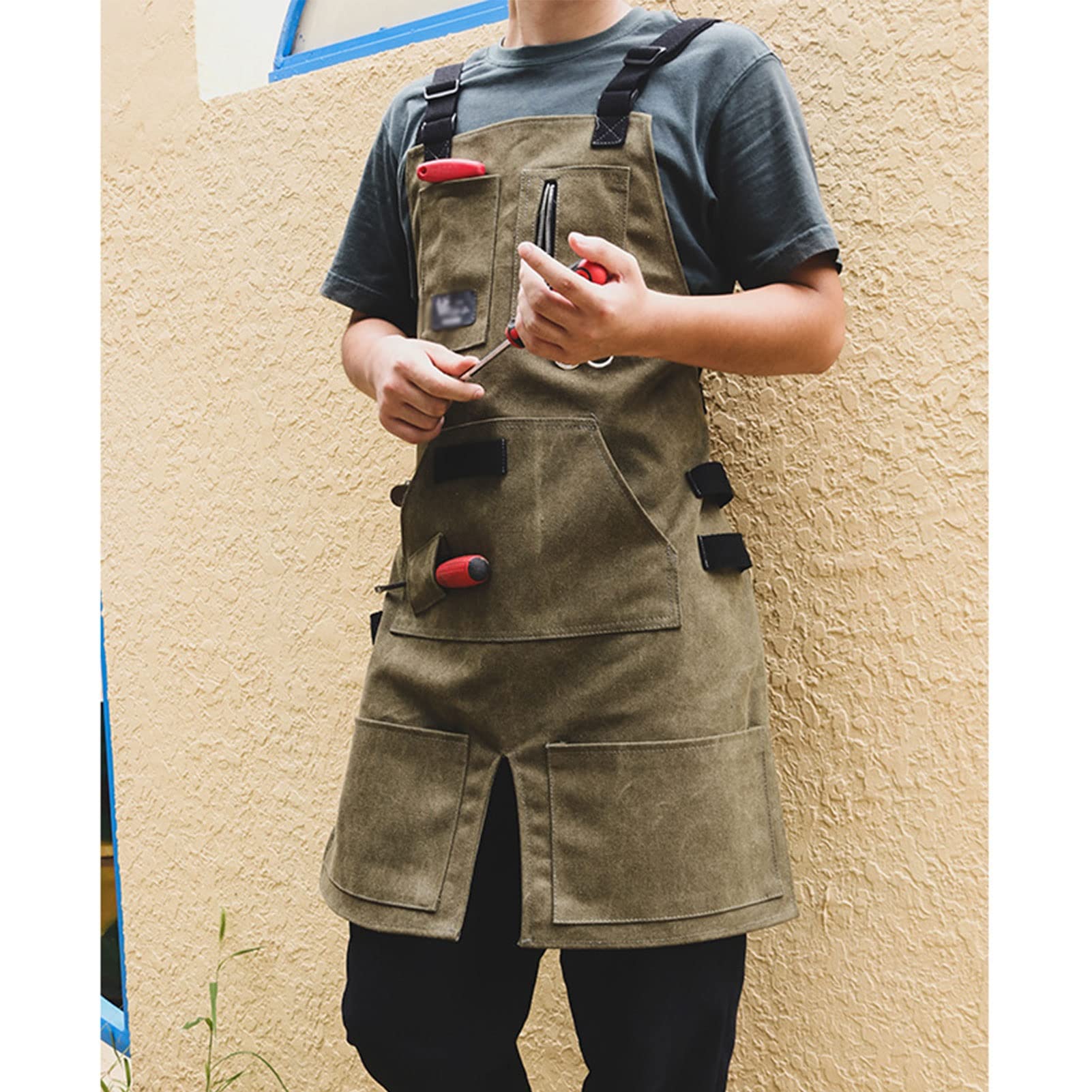 Skórzany fartuch Fartuch narzędziowy wielokolorowy XL(Brown)