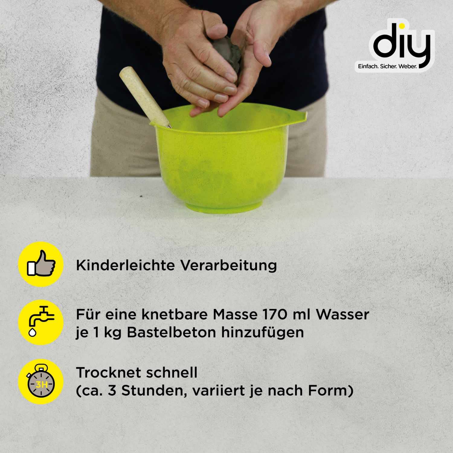 WEBER Hormigón para manualidades de 5 kg, versátil para verter y amasar, pintable y barnizable, lijable, ideal para trabajos creativos, interior y exterior (Paquete de 2)