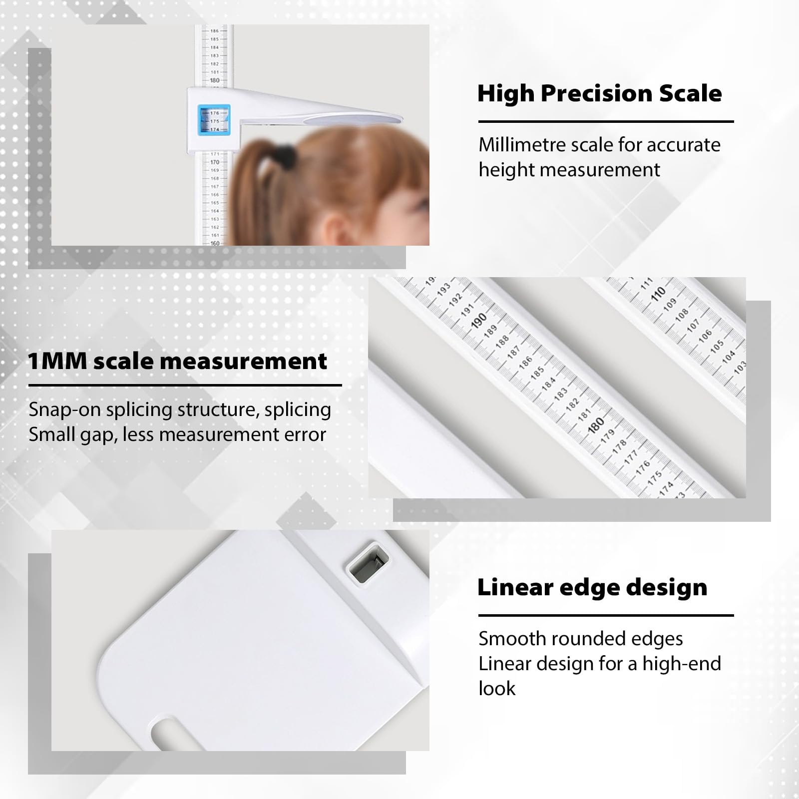 Estadiómetro Portátil de 20 a 210 cm, Medidor de Altura Digital, Medidor de Altura Médico, Estadiómetro Portátil con Pantalla de Doble Escala, para Casa, Oficina, Examen Médico