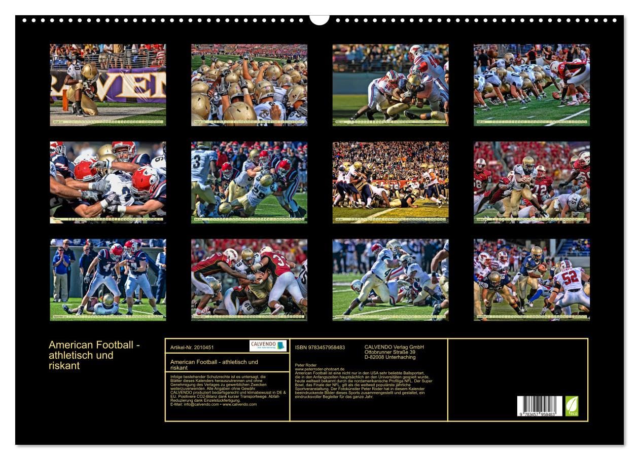 American Football - athletisch und riskant (Wandkalender 2026 DIN A2 quer), CALVENDO Monatskalender: American Football - gefährlicher Teamsport. (CALVENDO Sport)