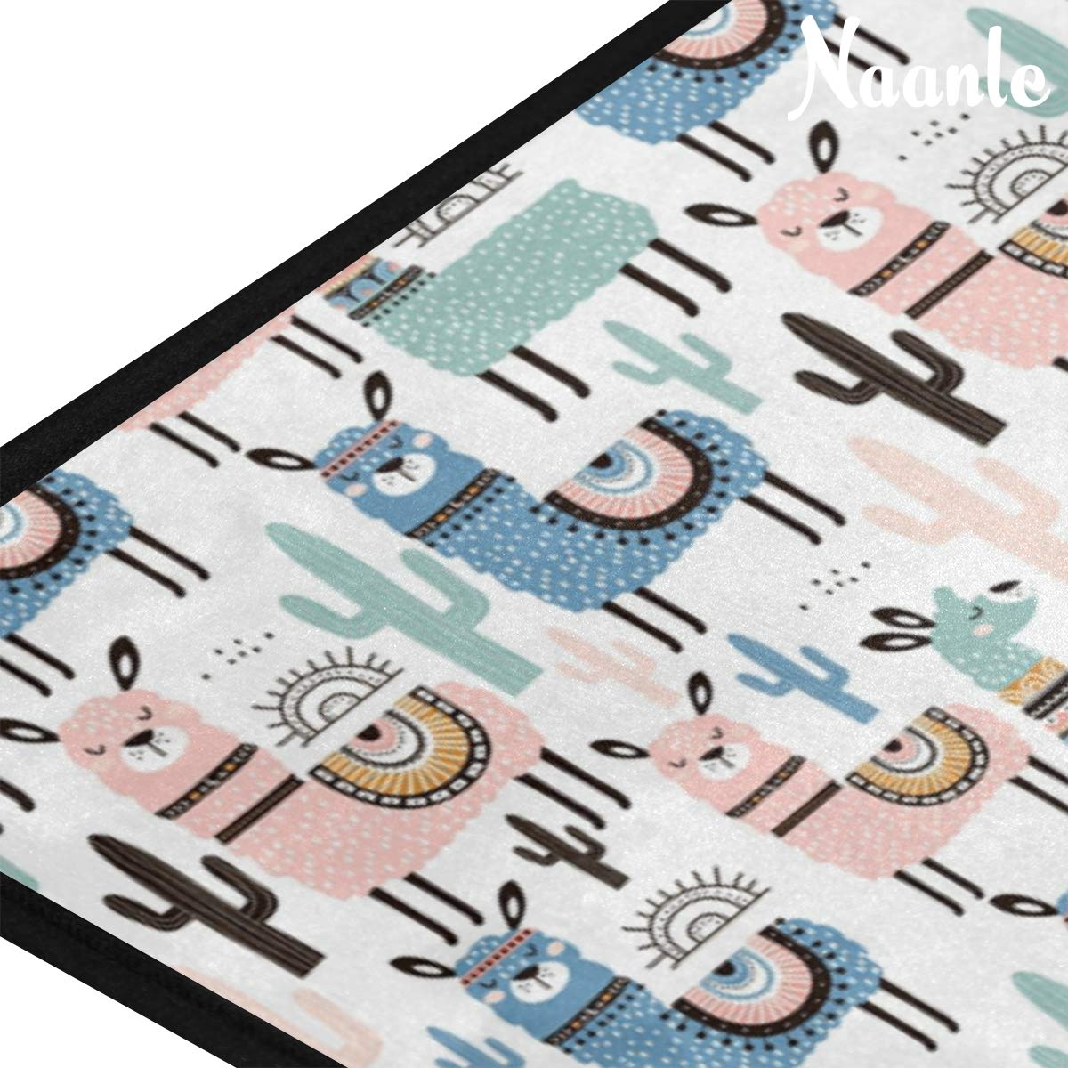 Naanle Animal Llama Anti Fatigue Kitchen Floor Mat, Ethnic Tribal Llama Non Slip Absorbent Comfort Standing Mat Kitchen Runner Rug for Hallway Entryway Bathroom Living Room Bedroom 39 x 20 Inches