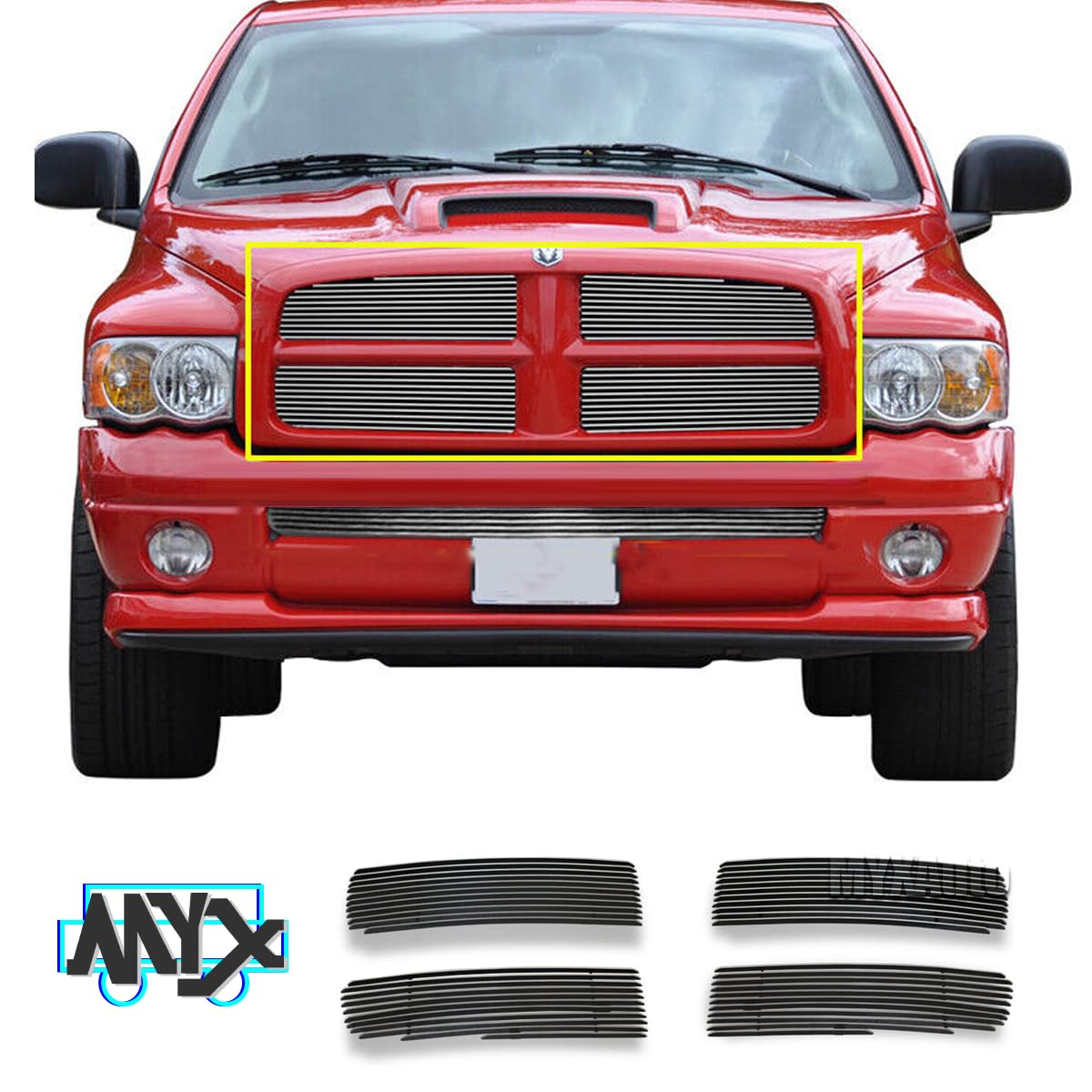 APS Chrome Upper Billet Grille Insert – Fits 2005-2010 Dodge Charger, Honeycomb Style (4-Piece Set)
