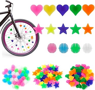 Bike Spoke Beads 210 Pcs, Multicoloured Plastic Clip Spoke Decorations