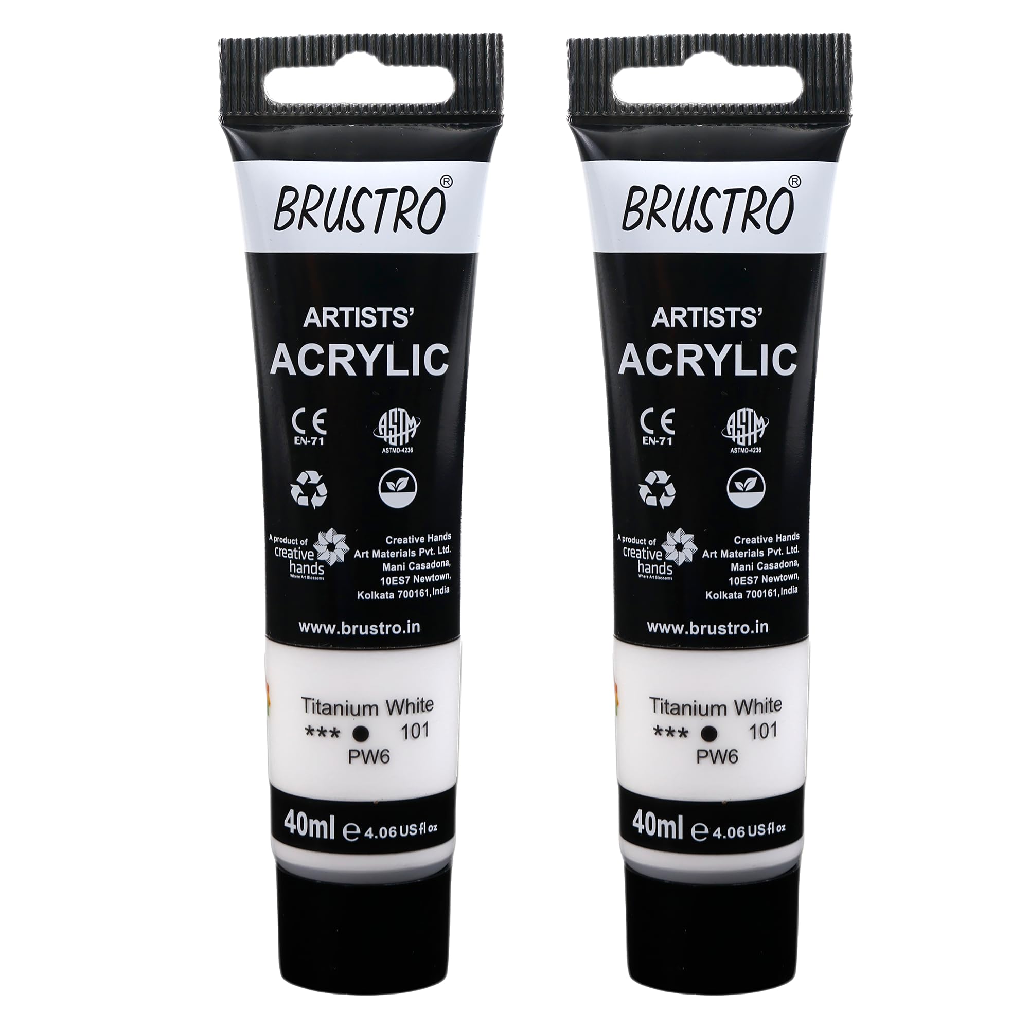 BRUSTRO Artists Acrylic Paint Tube | 40ml, Titanium White (Pack of 2)|Non-Toxic, Water Based, Inter Mixable, Ideal for Painting, Textured Effects on Canvas, Paper, Fine Art Student and Professionals-image-11