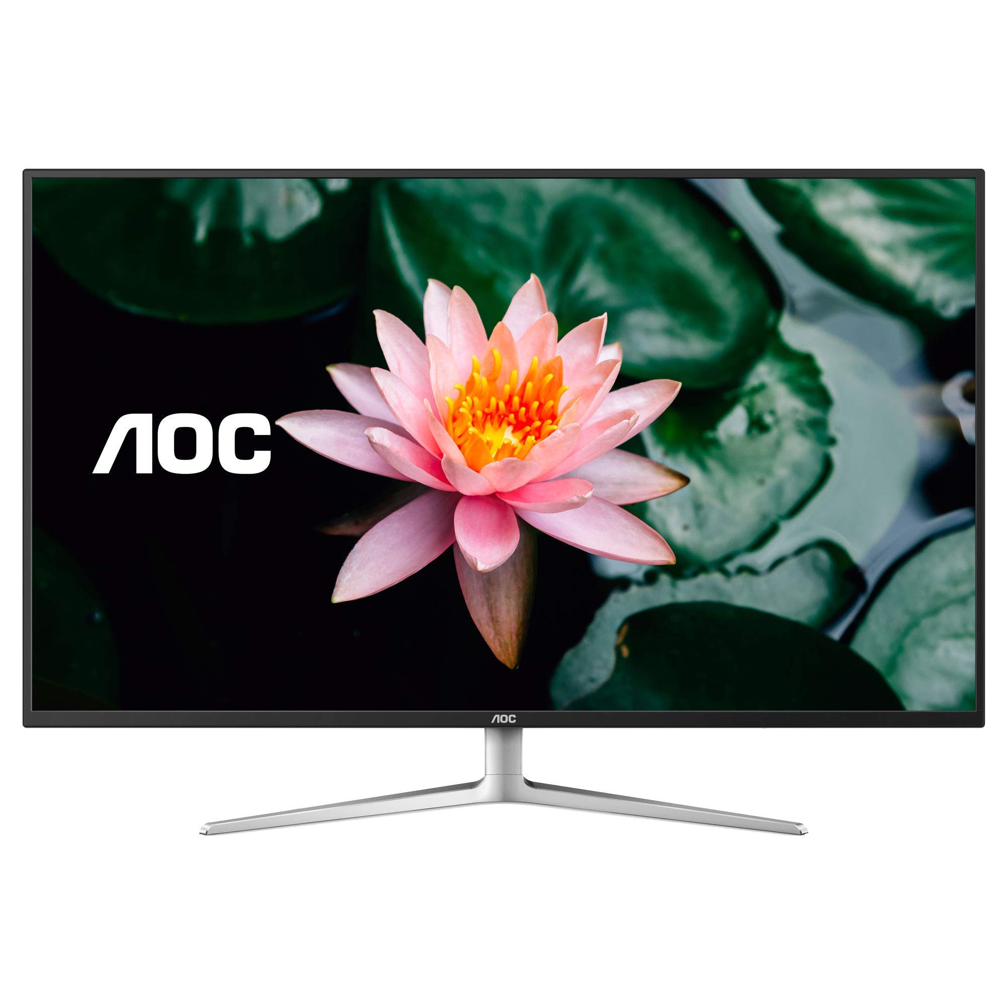 AOC U4308V 43" 4K UHD Monitor, 1+ Billion Colors IPS Panel, 124% sRGB/ 109% NTSC, 2xHDMI/DP/VGA, PIP/PBP, USB 3.0 hub, VESA, Speakers, White/Silver (Renewed)