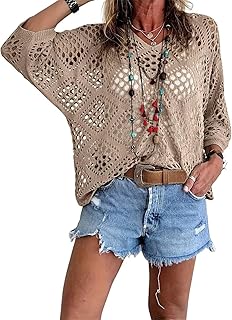 Allimy Crochet Long Sleeve Summer Top