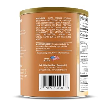 Caffe D'Vita Caramel Macchiato Coffee - Caramel Instant Coffee, Latte Mix, Gluten Free, No Cholesterol, No Hydrogenated Oils, Kosher-Dairy - 1 Lb Can, 2-Pack