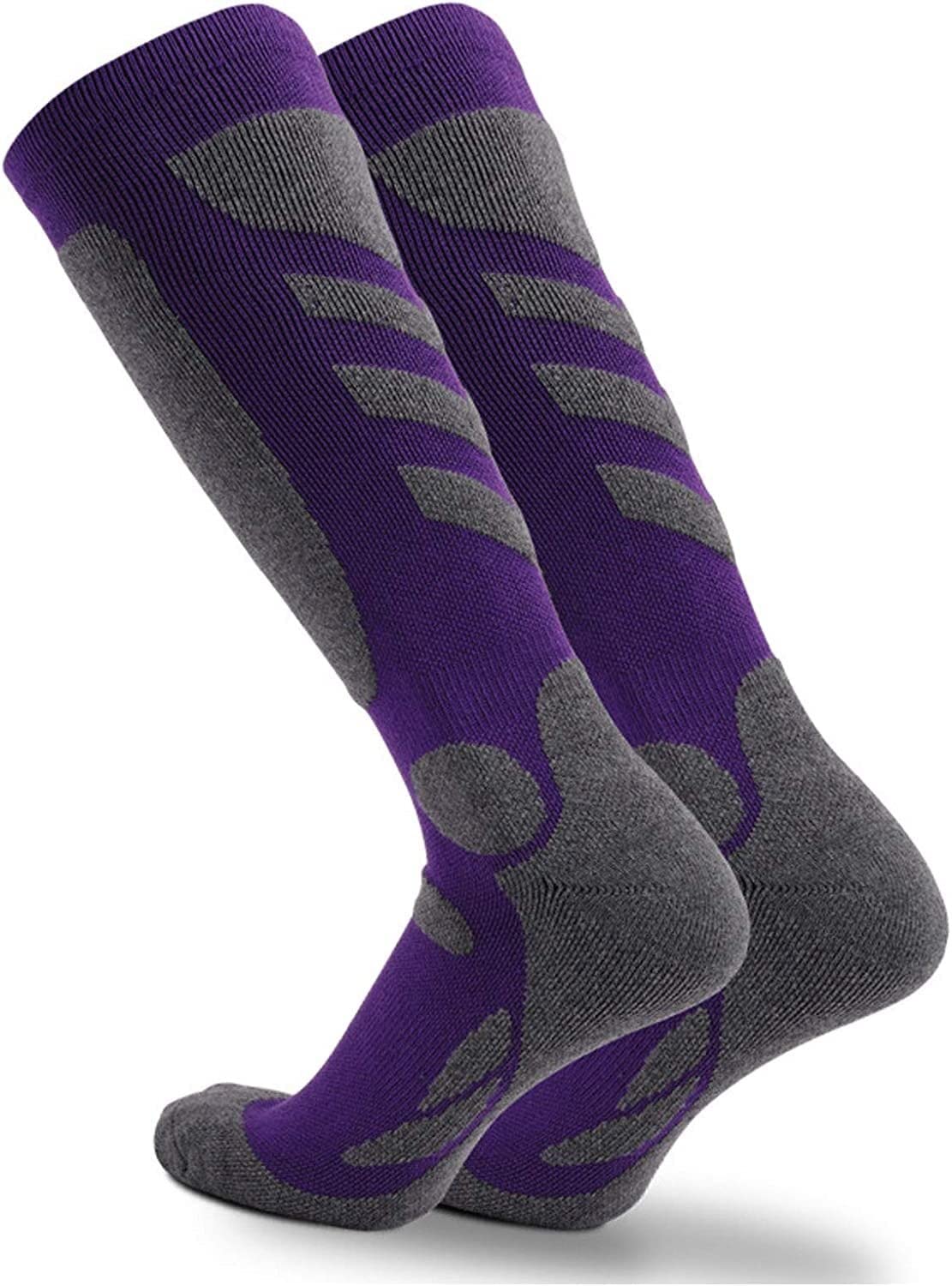 Warme Socken Skisocken Winter Warm Dicke Thermische Outdoor Sports Bergsteigen Lange Socken Füßlinge Winter (Blue : Purple, Size : 34 * 19 cm)