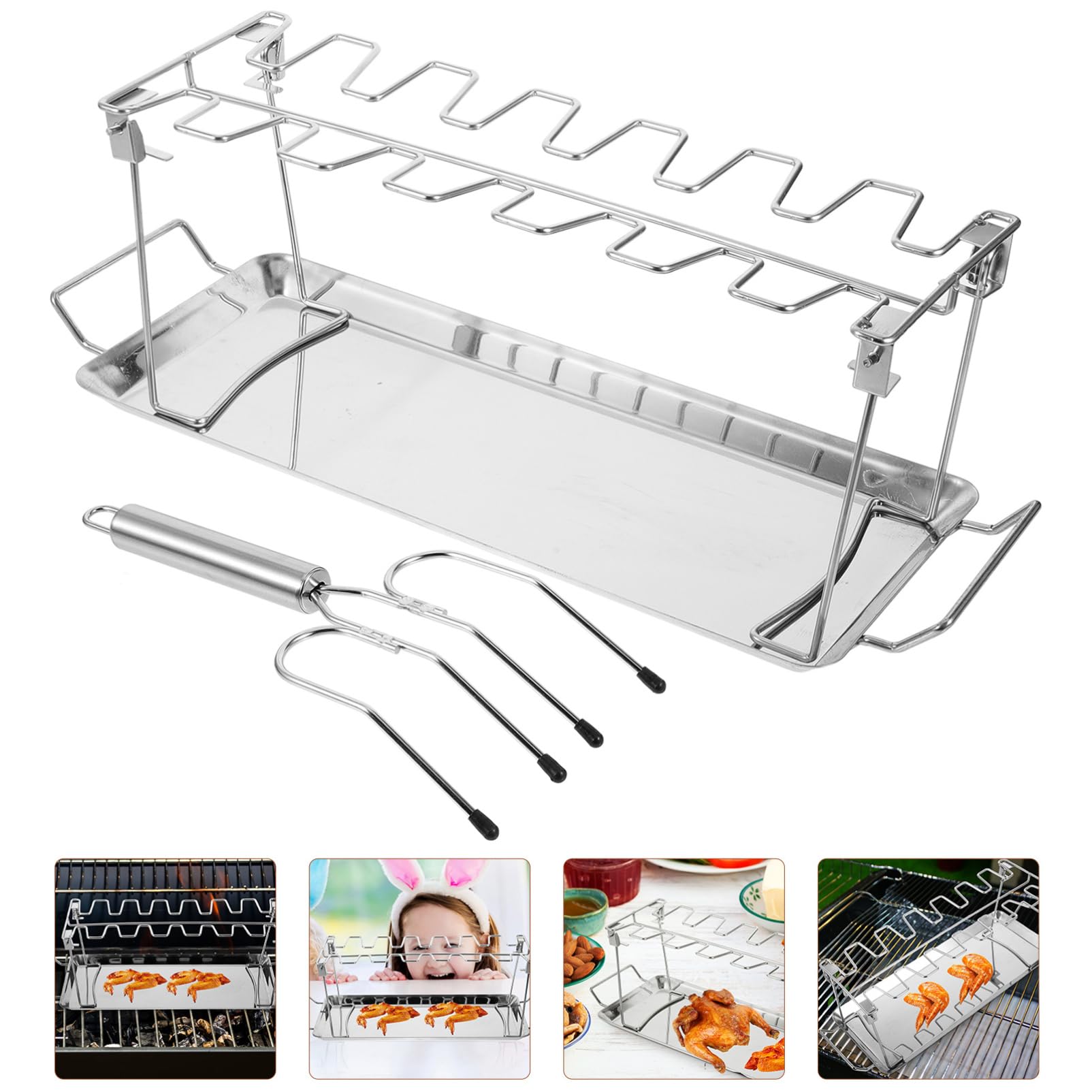 BESTonZON Per Esterni e Forchetta Per Barbecue Per Arrosti Vassoio Portatile Utensile Per Barbecue e