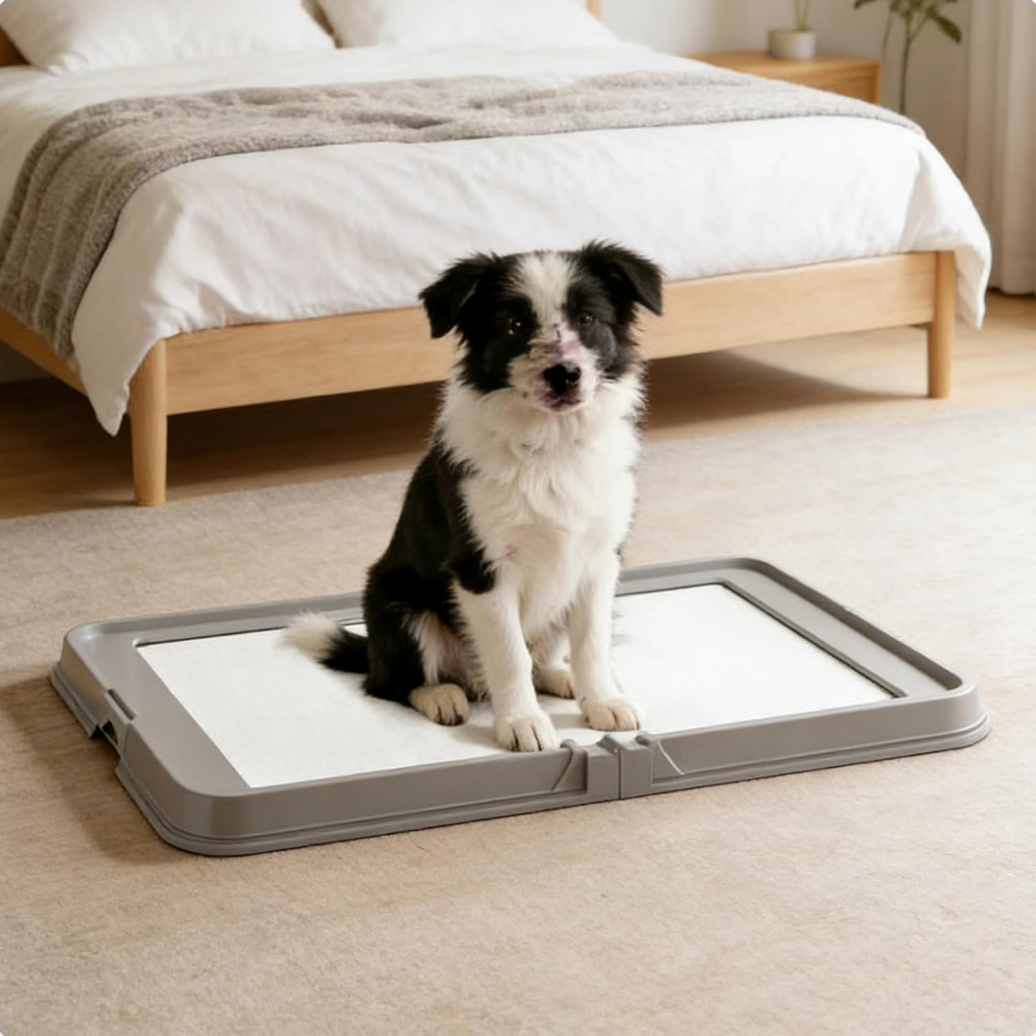 Dual-Mode Foldable Dog Litter Box with 3 Pee Pads,Secure, Portability & Easy Storage Pet Toilet for Apartments, RVs, or Travel