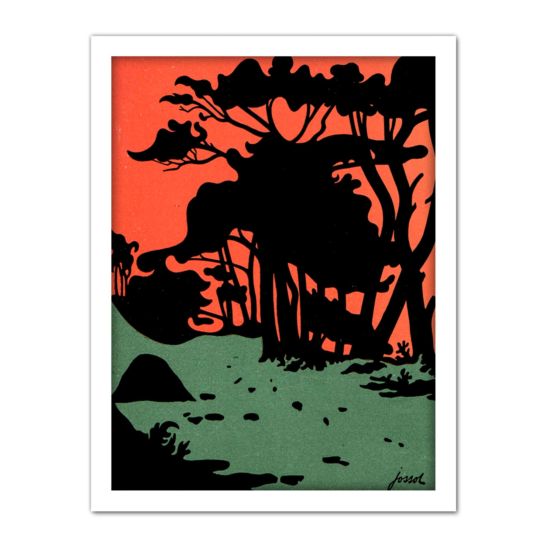 Wee Blue Coo Magazine Cover Jugend Abstract Silhouette Artwork Framed Wall Art Print 18X24 Inch