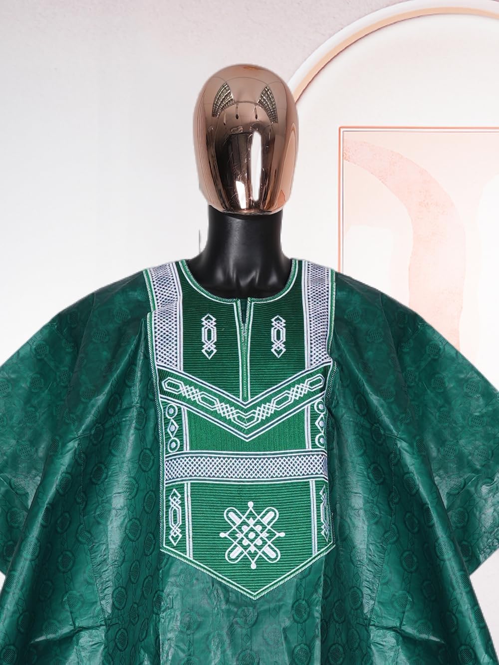 HD Traditional African Clothing for Men Nigerian Man's Agbada Embroidery Bazin Boubou Outfit - Image 2