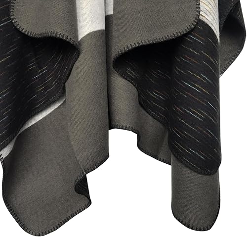 Miniatura 4 de Urban CoCo Poncho de colores para mujer, chal con frente abierto, color en bloques