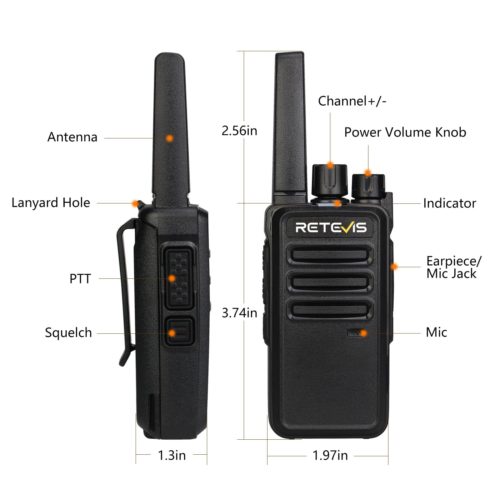 Retevis RT68 Business FRS Walkie Talkies Long Range with Earpieces 6 Pack — Amazon image 11