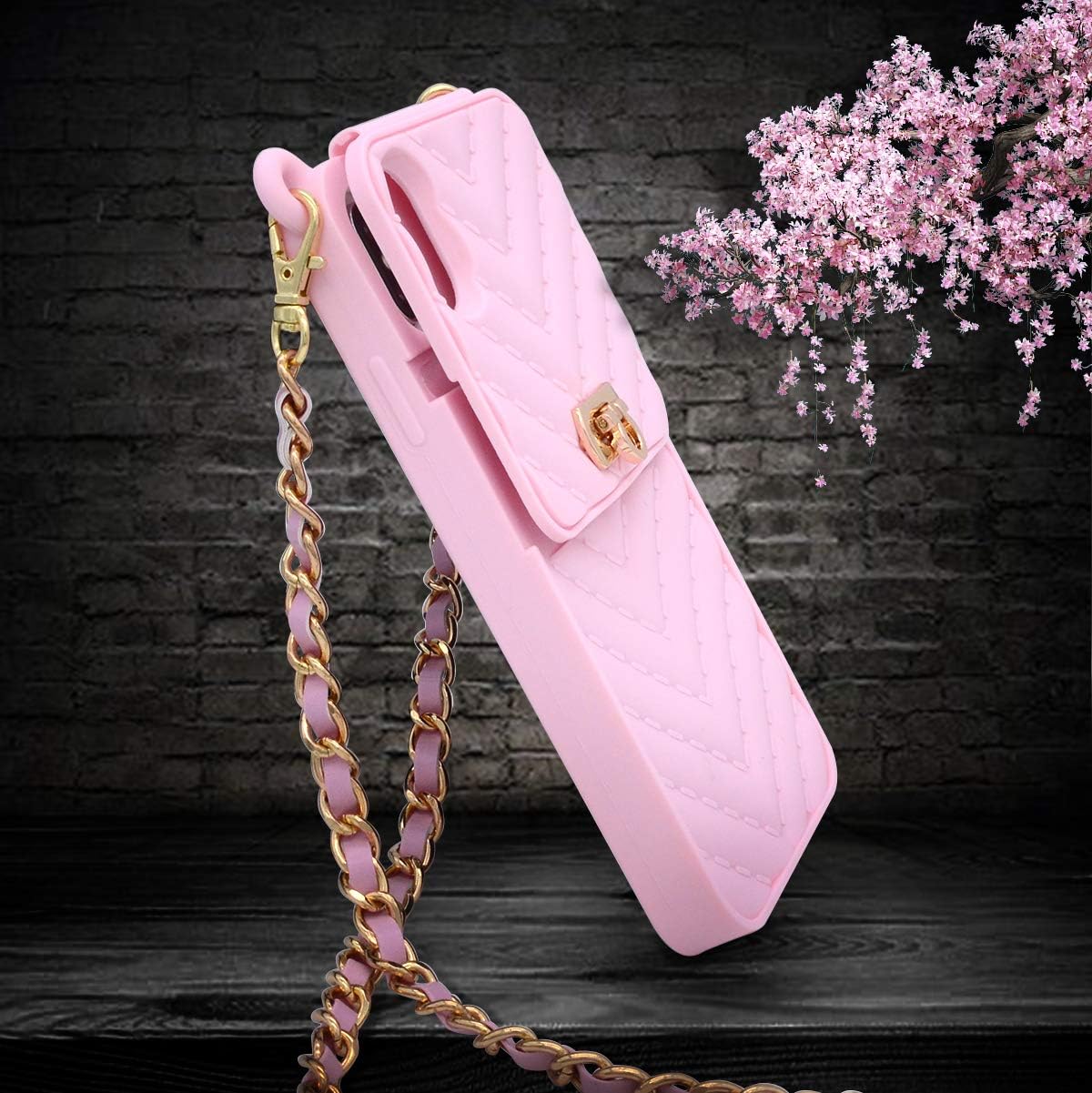 LUVI Fusicase for iPhone 11 Wallet Case with Neck Strap Crossbody Strap Lanyard Handbag Wrist Strap Protective Cover Credit Card Holder Slot Purse for Girls Women Silicone Case for iPhone 11 Pink