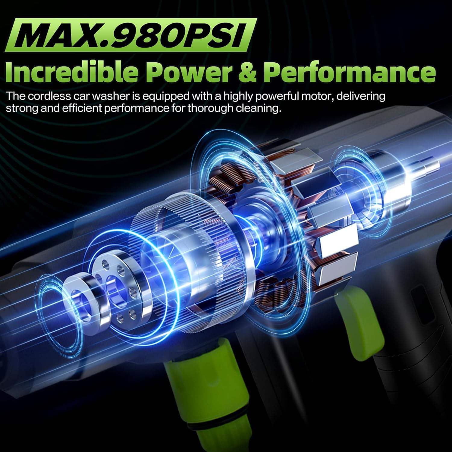 Buse 6 En 1 Haute Pression Nettoyeur Haute Pression Sans Fil 200Bar - Portable Avec 2 Batteries, Idéal Voiture Et Jardin Nettoyeur Sans Fil 200Bar