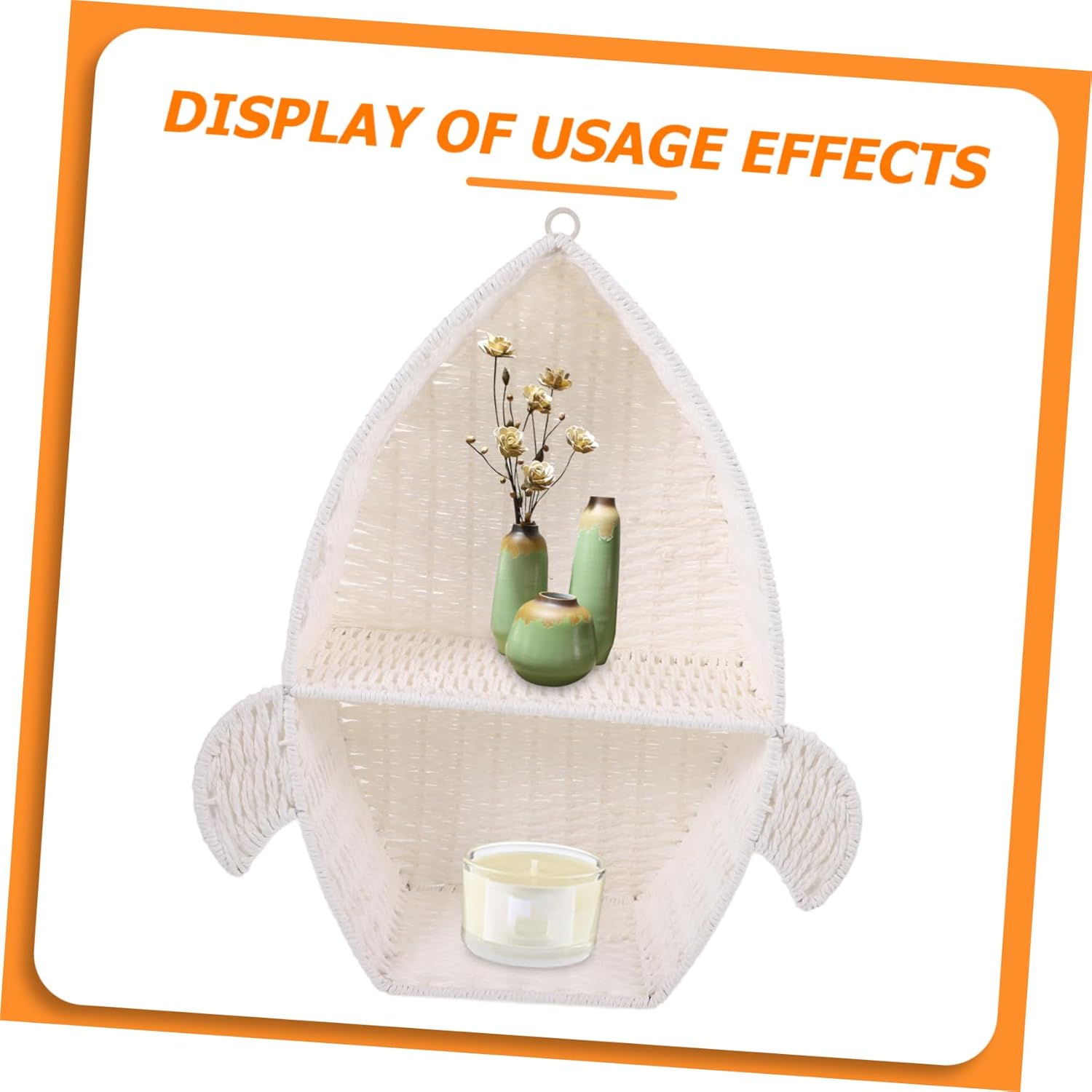 Woven Wall Shelf Organizer Rustic Style Hanging Storage Rack for Home Decor Multi Functional Woven Basket Shelf for Kitchen Living Room Fresh Colors Woven Design