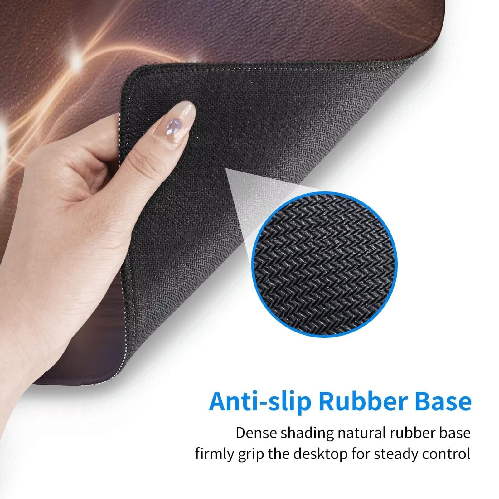Tappetino Mouse, Tappetino Mouse Gaming Grande XXL 1500x800x3mm Tappetino Scrivania Mouse Pad, Base in Gomma Antiscivolo, Bordi Cuciti,Lavabile, Mousepad per Ufficio e Gaming (luce) R-204