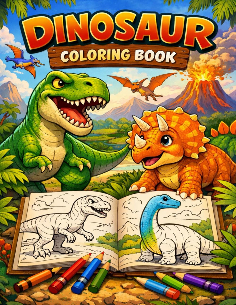 coloring book dinosaur kids: Fun and Simple Dinosaur Coloring Pages for Kids