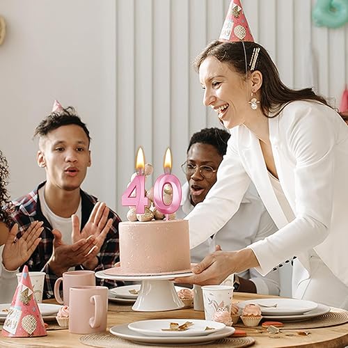 Miniatura 6 de Velas de pastel de cumpleaños número 7, vela de cumpleaños con número en forma 3D, decoración de tarta de 7 cumpleaños (rosa)