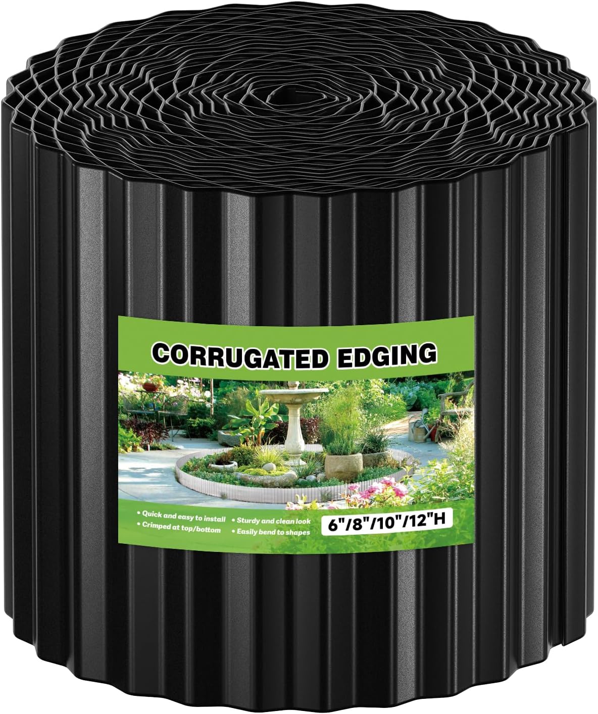 Corrugated Metal Garden Edging,10 "×50 Ft Corrugated Landscape Edging Border for Garden,Flower Bed, Lawn