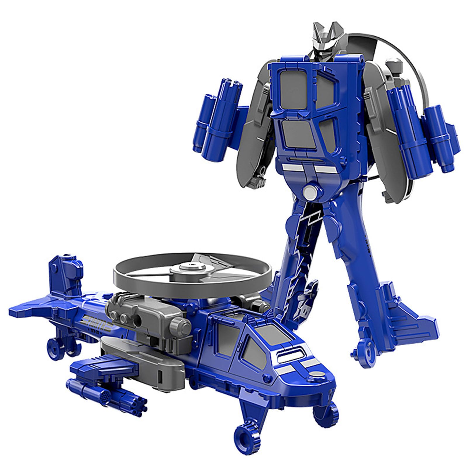 Giftik Launchable Helicopter Transforming Robt Toy,Funny Deformable Robot Action Figures Toy for Kids Boys Girls (Blue)