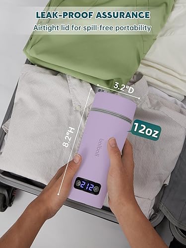 Miniatura 5 de balbali Hervidor de viaje de doble voltaje 100-250 V  Caldera de agua portátil de 12 onzascalentadorcalentador para agua hirviendo  4 controles de
