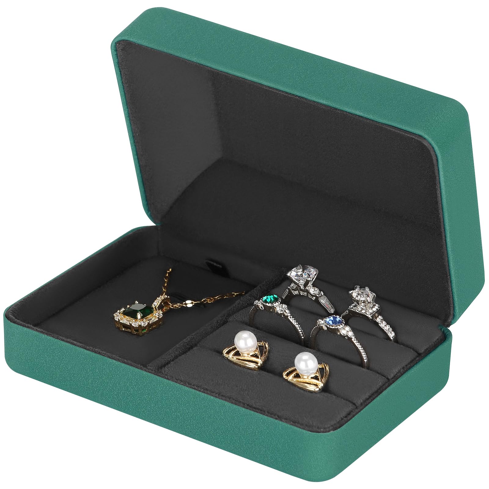 MWTSYSQ Velvet Ring Storage Box Jewelry Set Box Velvet Gift Box for Bracelet Necklace Pendant Earrings Ring Small Travel Jewelry Storage Case (Black)