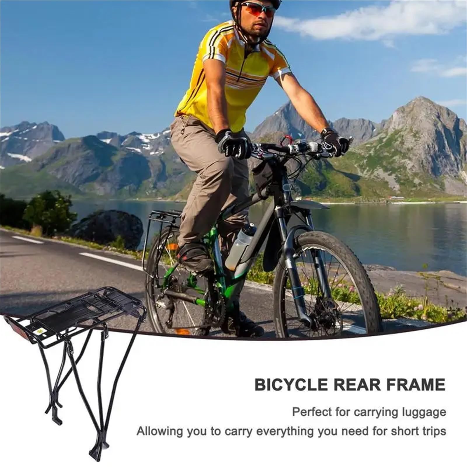 Porte Bagage Vélo Arrière Porte-Bagages arrière de vélo en Alliage d'aluminium soudé Robuste, Porte-Bagages, capacité maximale 65 kg