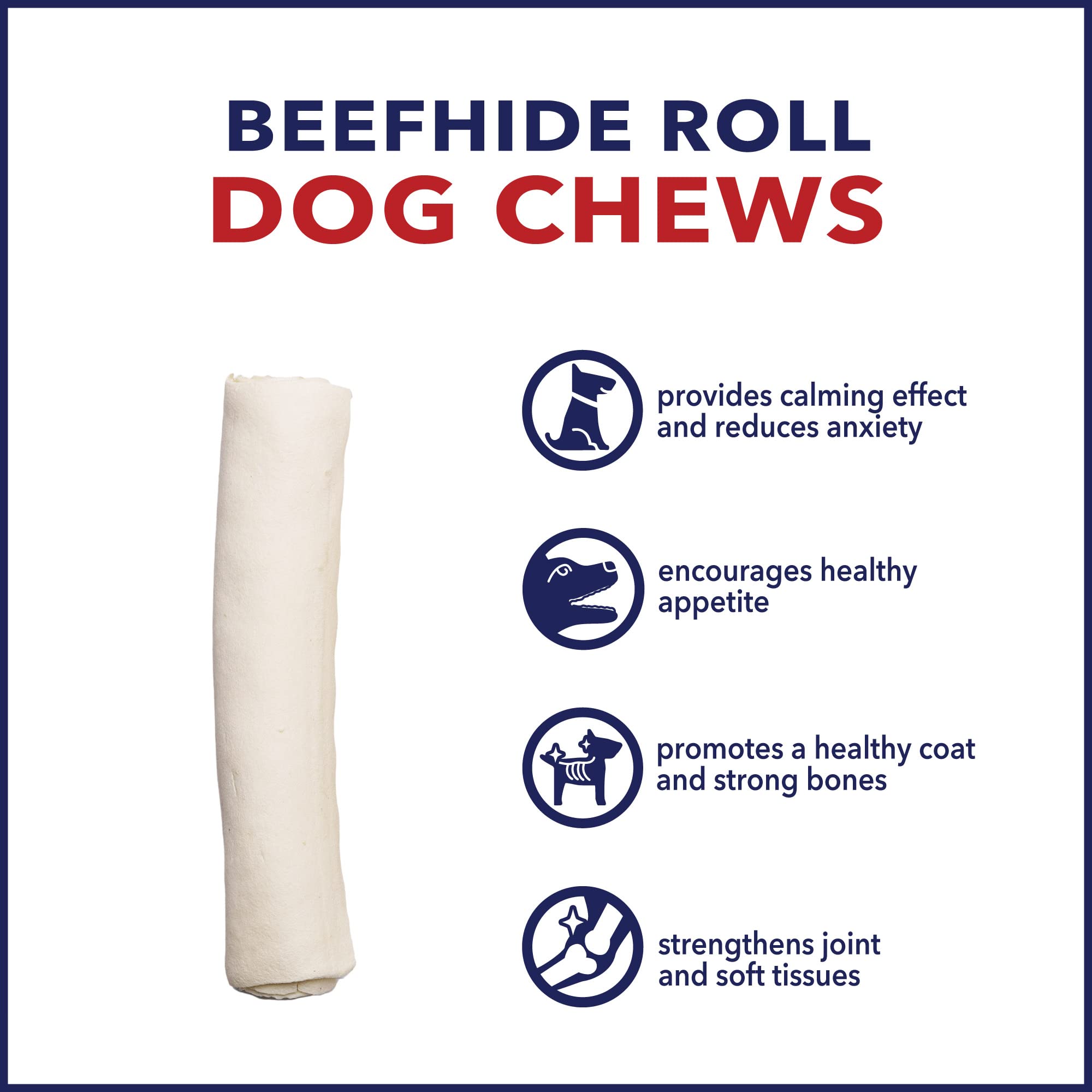 Pet Factory 100% Made in USA Beefhide - Rollos para Masticar para Perros, 20 cm, Aroma Natural, 10 Unidades/1 Paquete