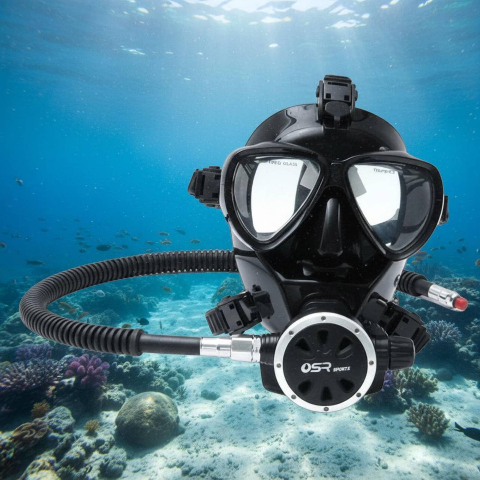 Maschera Facciale Subacquea Maschera Integrale Scuba Visiera Sub Schermo Facciale per Immersione con Lenti in Vetro Temperato E Gonna in Silicone per