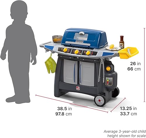 Miniatura 7 de Step2 Sizzle & Smoke BBQ Grill Kids Playset, cocina para interiores y exteriores, juego interactivo con sonidos, hecho de plástico duradero, incluye