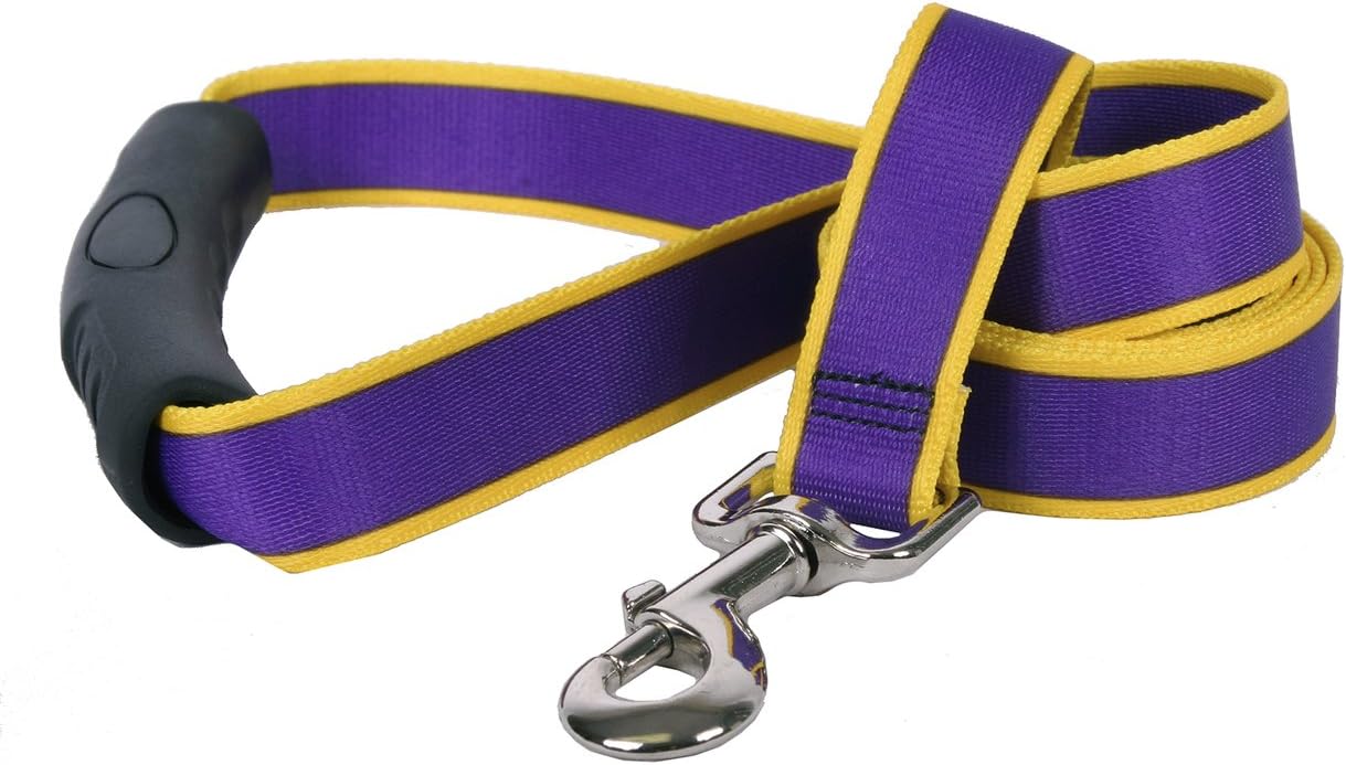 Yellow Dog Design Sterling Stripes Purple and Dog Leash with Comfort Grip Handle-Medium-3/4 and 5' (60")