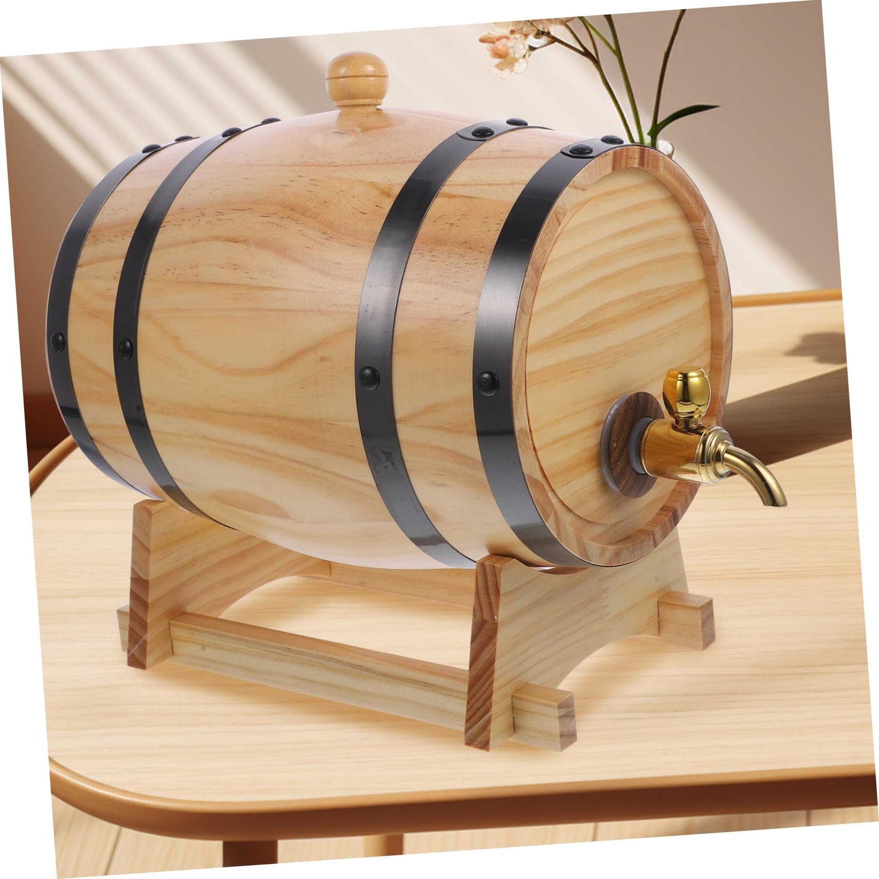 Dispenser per botte di vino in legno, 3 l, per birra e whisky, per vino, perfetto per feste e bar di casa, colore casuale