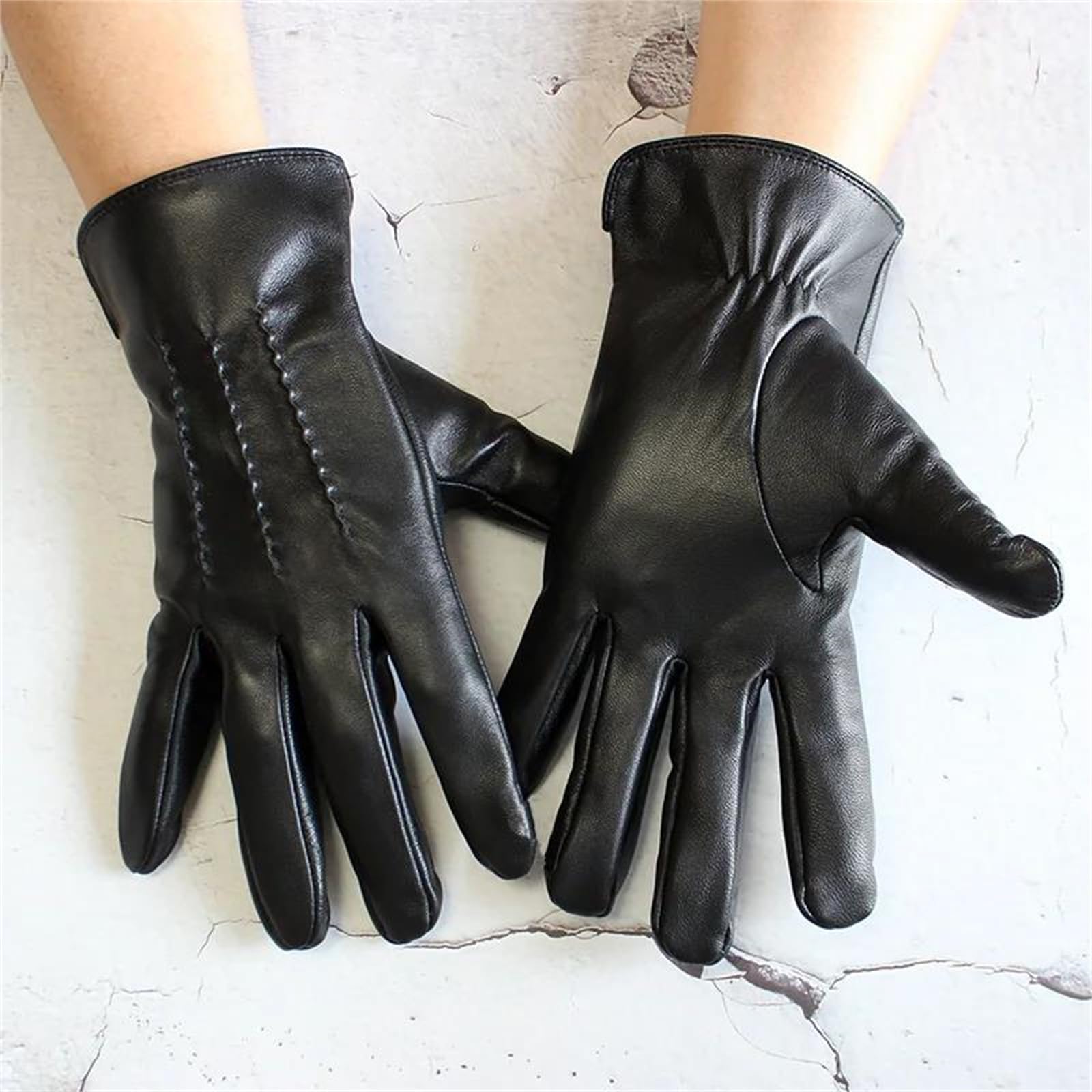 Guantes de piel de oveja auténtica para hombre, delgados, sin forro, para pantalla táctil, mensajes de texto, verano, conducción, motocicleta, equitación