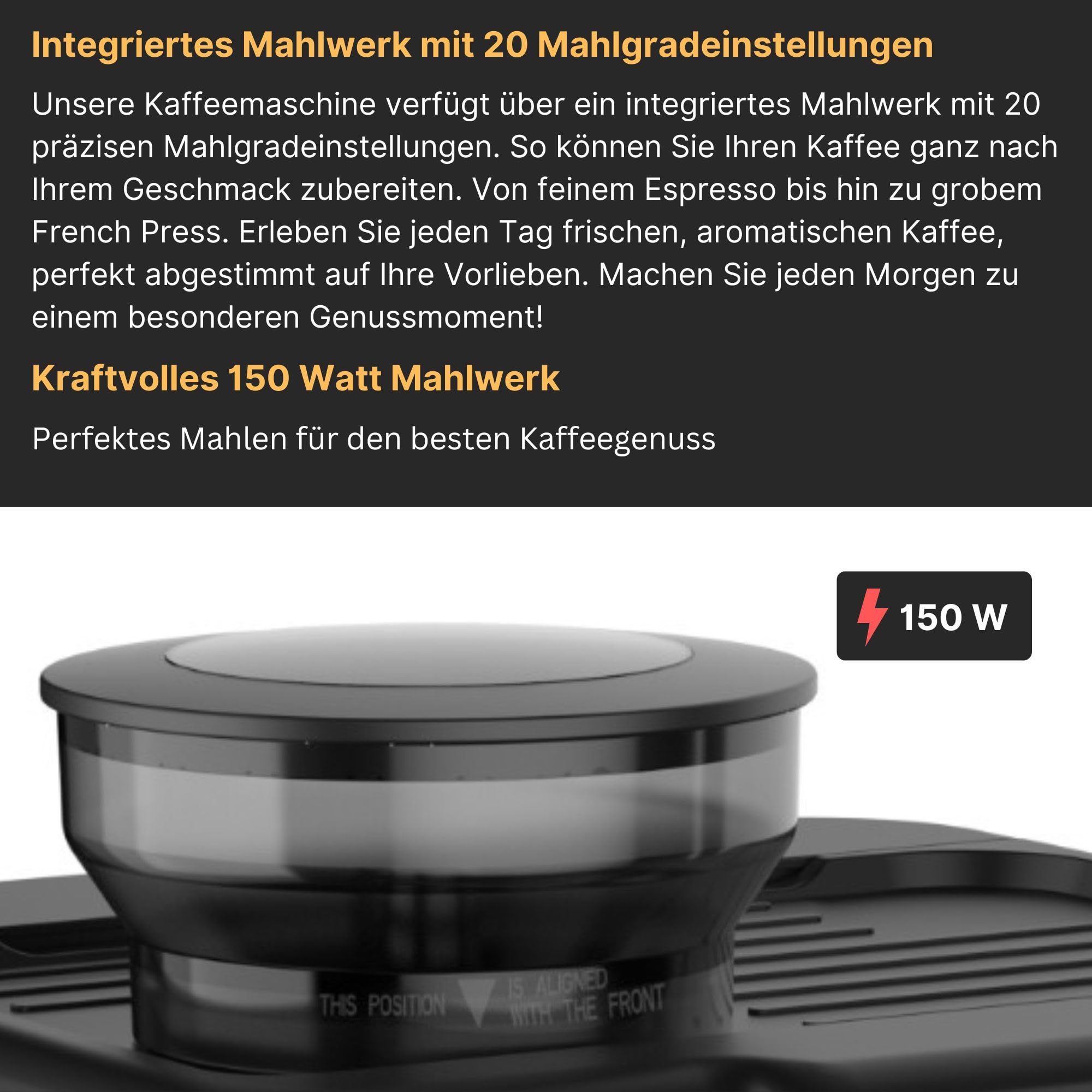 KB-ELEMENTS - Macchina per caffè espresso con macinino integrato, 20 bar, macinino professionale, serbatoio dell'acqua da 2,6 l, testa di estrazione da 58 mm, argento