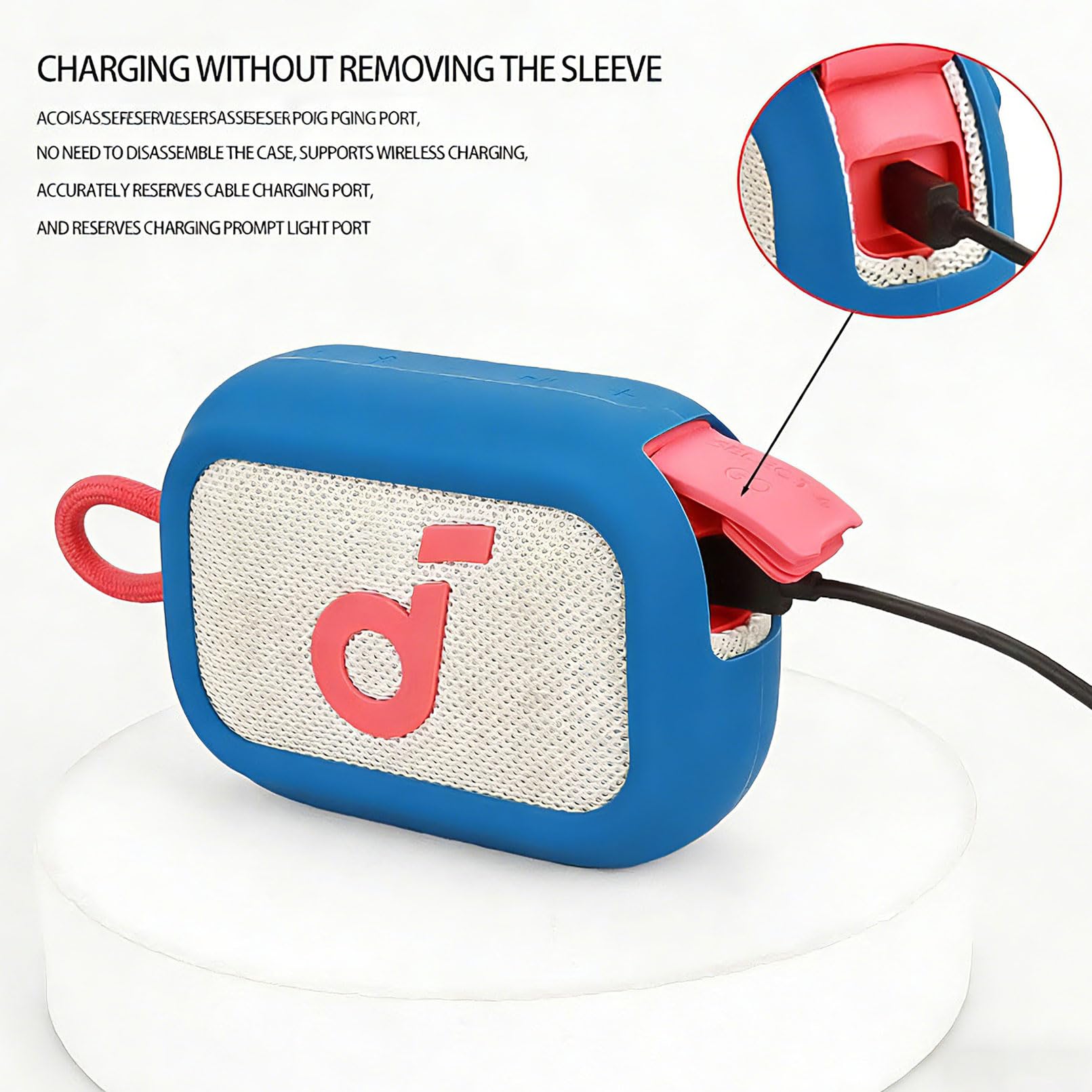 easyBee Etui do Soundcore Select 4 Go przenośne z karabińczykiem, płynny silikon, odporne na uderzenia, etui ochronne, głośnik Bluetooth, torba do przenoszenia, niebieskie